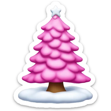 Pink Christmas tree with snow on it sticker