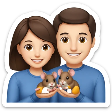 brunette couple with pet mouse  sticker