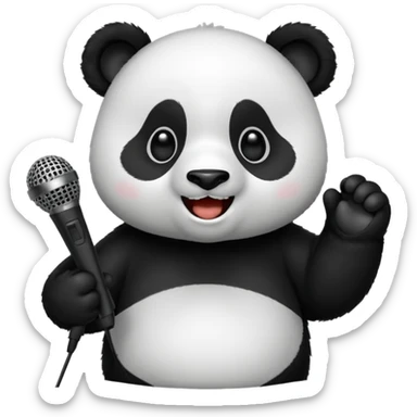 Panda singing with mic  sticker