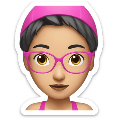 freestyle swim asian girl in pink swimsuit sticker