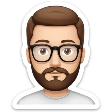 white man with brown hair and beard and hazel eyes and black square eyeglasses  sticker