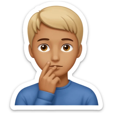 The expression must be that of someone thinking, with their hand touching their chin. sticker