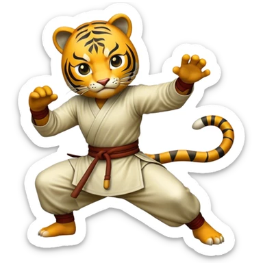 Cinematic Realistic Crouching Tiger, Hidden Dragon Pop Culture Emoji, showcasing a mystical portrayal of ancient martial arts rendered with dynamic textures and epic lighting. sticker
