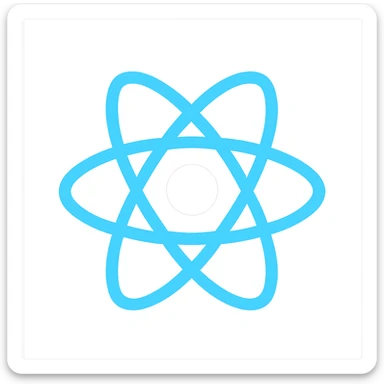 React logo, blue and white, simple, modern, no text sticker