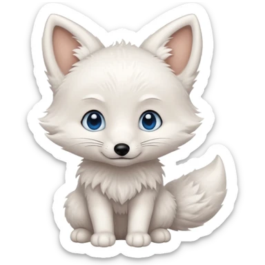a white baby fox with blue eyes emoji sticker