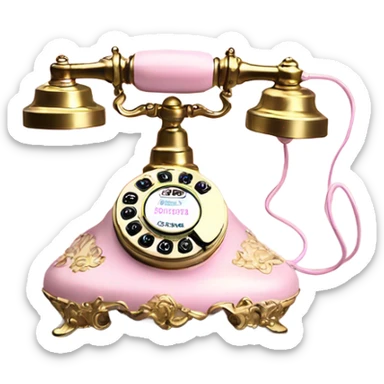 Vintage rococo Phone light pink sticker