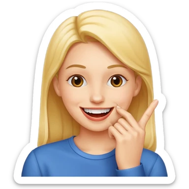 smily that is biting his finger after getting a compliment sticker