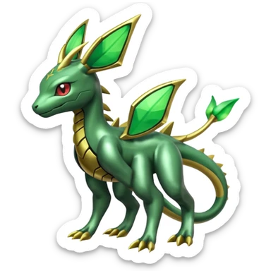 Shiny 4-legged Rayquaza-Genesect-Zygarde-Leafeon-fusion, full body sticker