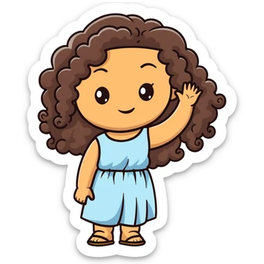 attractive Greek woman with long curly dark brown hair and light skin sticker
