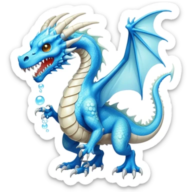 a electric bone dragon with blue teeth breathing bubbles (full body) sticker