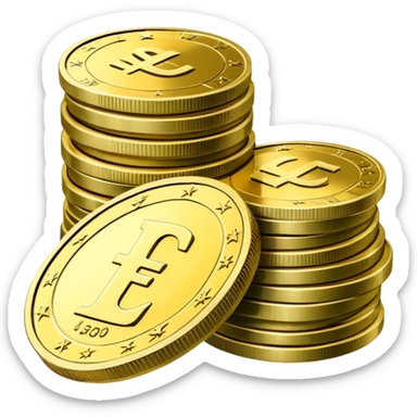 stack of euro coins and euro cash sticker