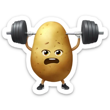 a potato doing gym sticker