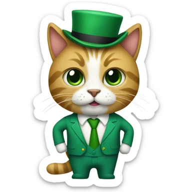 a cat manger in green suit  sticker