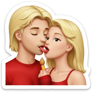 naked blonde woman licking naked man sticker