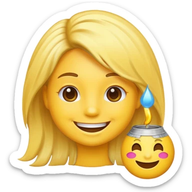 A circle happy emoji with hair dye foils sticker