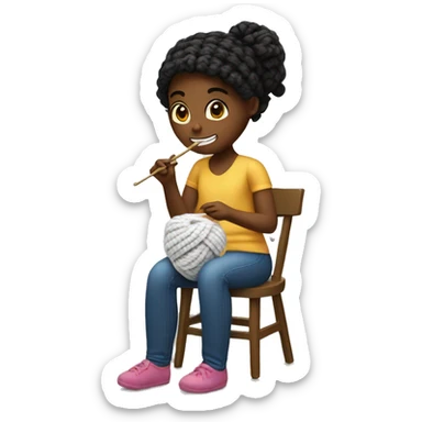 Girl crocheting sticker