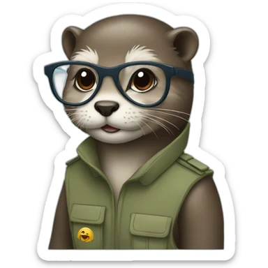 female vet otter with glasses use a macbook sticker