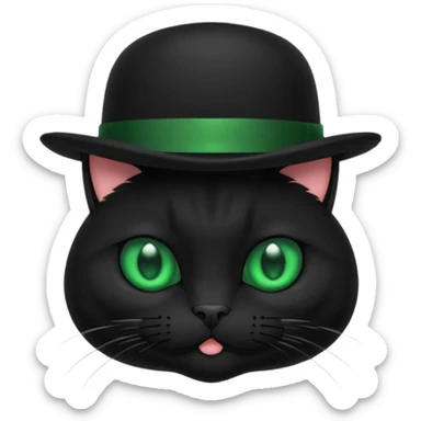 animal : chat noir avec chapeau melon sticker