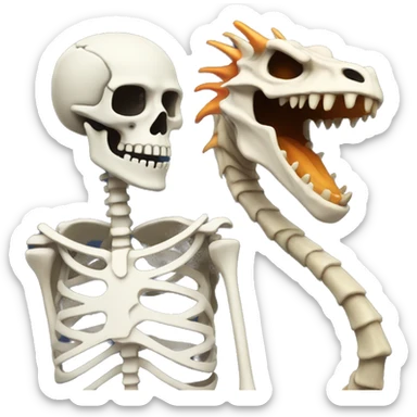 skeleton with a dragon sticker
