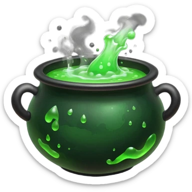 Cauldron – Black pot bubbling green potion. sticker