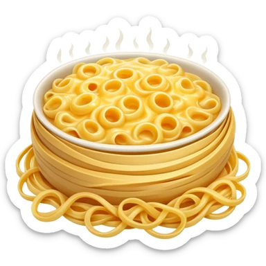 steaming hot German cheese noodles with golden cheese and onions sticker