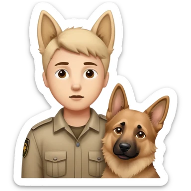 Person with one beige German Shepard dog  sticker