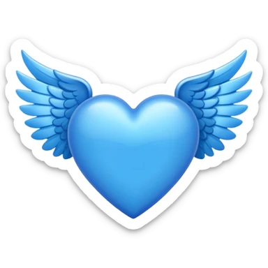 blue heart with wings sticker