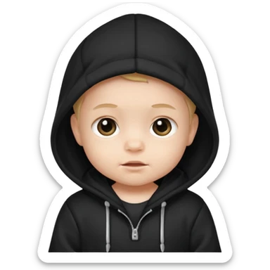 baby with black hoodie sticker