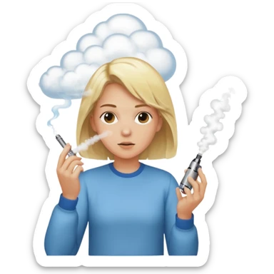 vaping person with blonde hair cloud of vapor sticker