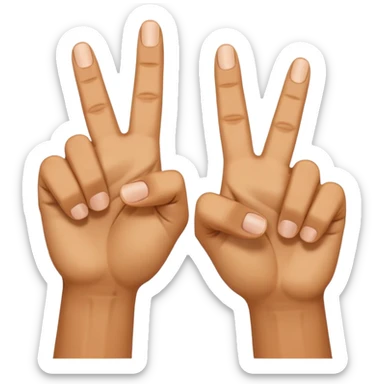 two hands each holding up pointers and thumbs facing each other to make a letter w sticker