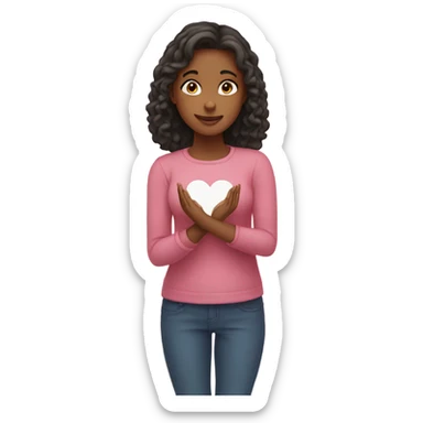 girl making love heart with hands sticker