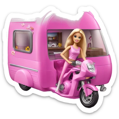 Barbie dream house Caravan motorbike  sticker