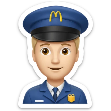 caucasian male McDonald's worker sticker
