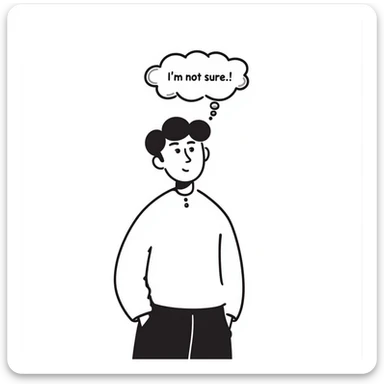 Chinese man with a thought bubble saying "I'm not sure." sticker