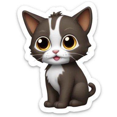 Kucing Putih coklat di pakaikan baju hitam corak putih sticker