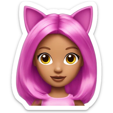 barbie doll wearing cat ears sticker