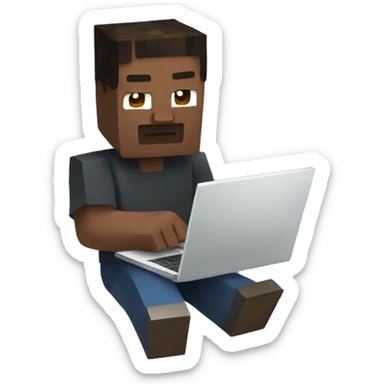 a man who plays minecraft on a laptop sticker
