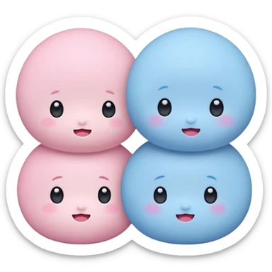 2 cute japanese mochi kawaii in pastel sticker