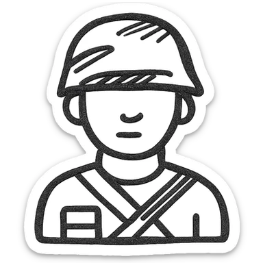 hand drawn outline of a soldier, minimal, no fill sticker