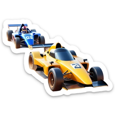 A sleek racing car and motorcycle speeding on a track, leaving a trail of dust behind. The scene captures the thrill of high-speed competition, with blurred motion and vibrant colors, highlighting the dynamic energy of motorsport. sticker