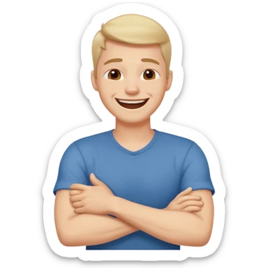 arms crossed holding neck laughing guy sticker