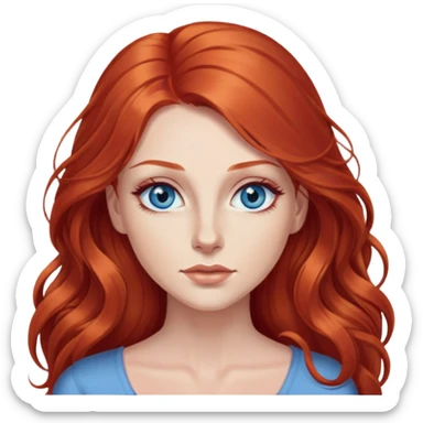 Woman long red hair blue eyes long eyelashes sticker
