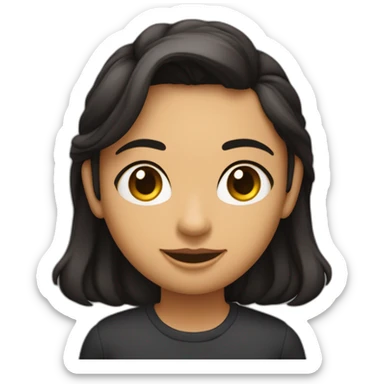 contadora de piel morena oscura con el pelo negro más abajo de los hombros, ojos café  sticker