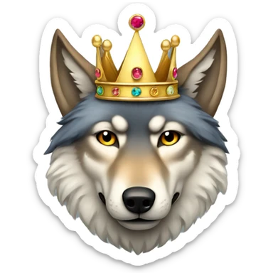 Wolf wearing crown sticker