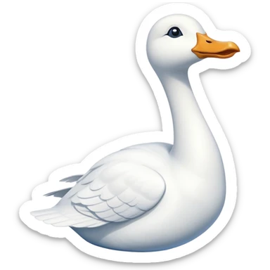 A cartoon jet airplane with a white goose neck and head extending from where the nose would be sticker
