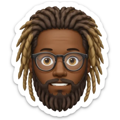Black guy with dreadlocks and a beard glasses sticker