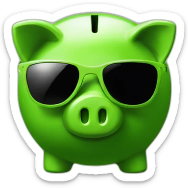 green piggybank with sunglasses sticker