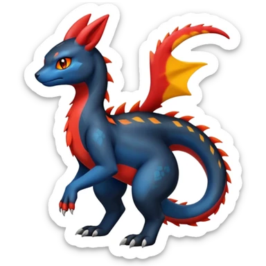 Cute Shiny Guilmon-Quilava-Salandit-Umbreon-Fakémon-hybrid-creature (full body)  sticker