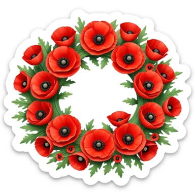 memorial wreath with poppies sticker
