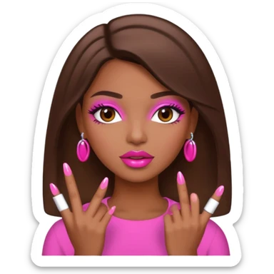 Pink lips with pink nails brown skin tone  sticker